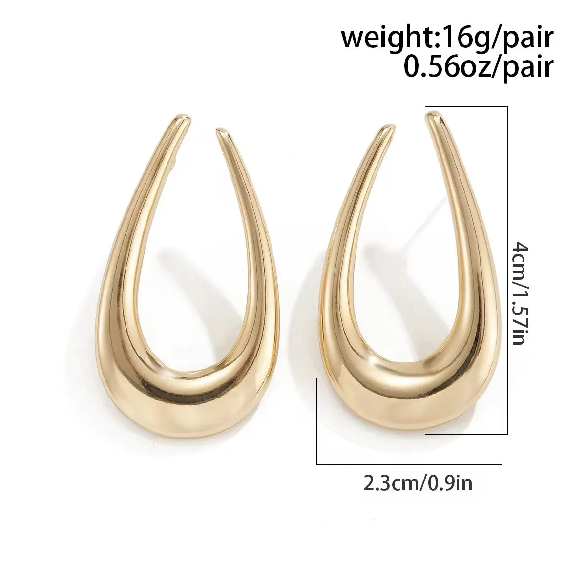 Smooth Glossy Metal U-Shaped Stud Earrings