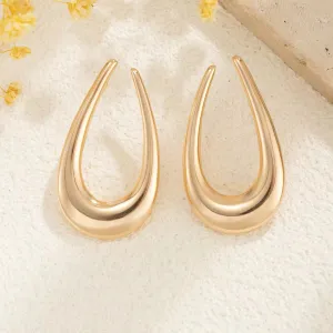 Smooth Glossy Metal U-Shaped Stud Earrings