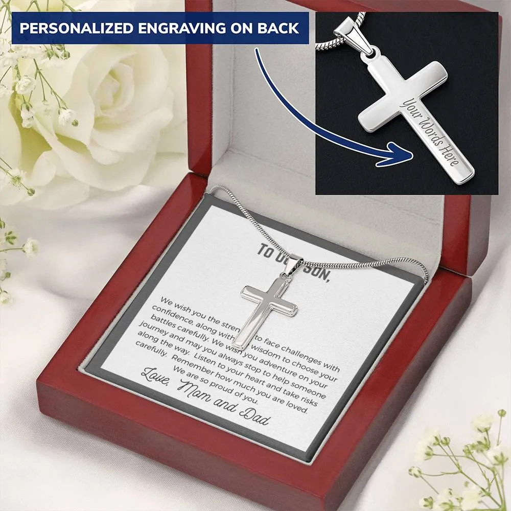 Son Personalized Cross Necklace-We are so proud of you
