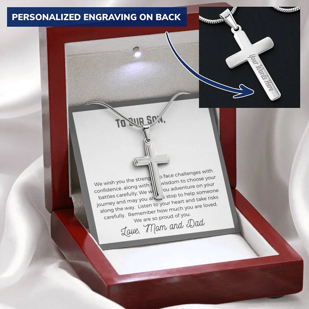 Son Personalized Cross Necklace-We are so proud of you
