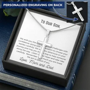 Son Personalized Cross Necklace-We are so proud of you
