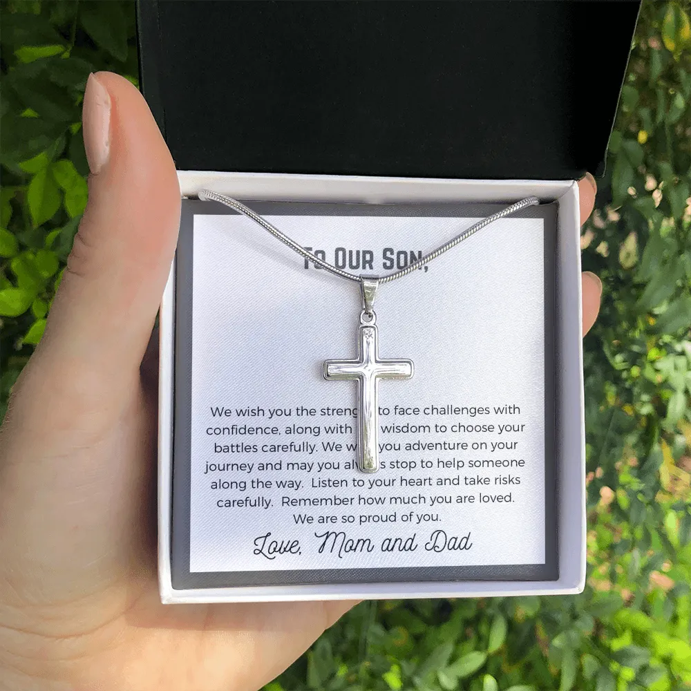 Son Personalized Cross Necklace-We are so proud of you