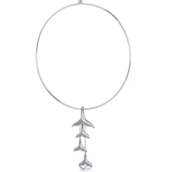 Sophisticated Whale Tails Necklace: 925 Real Silver