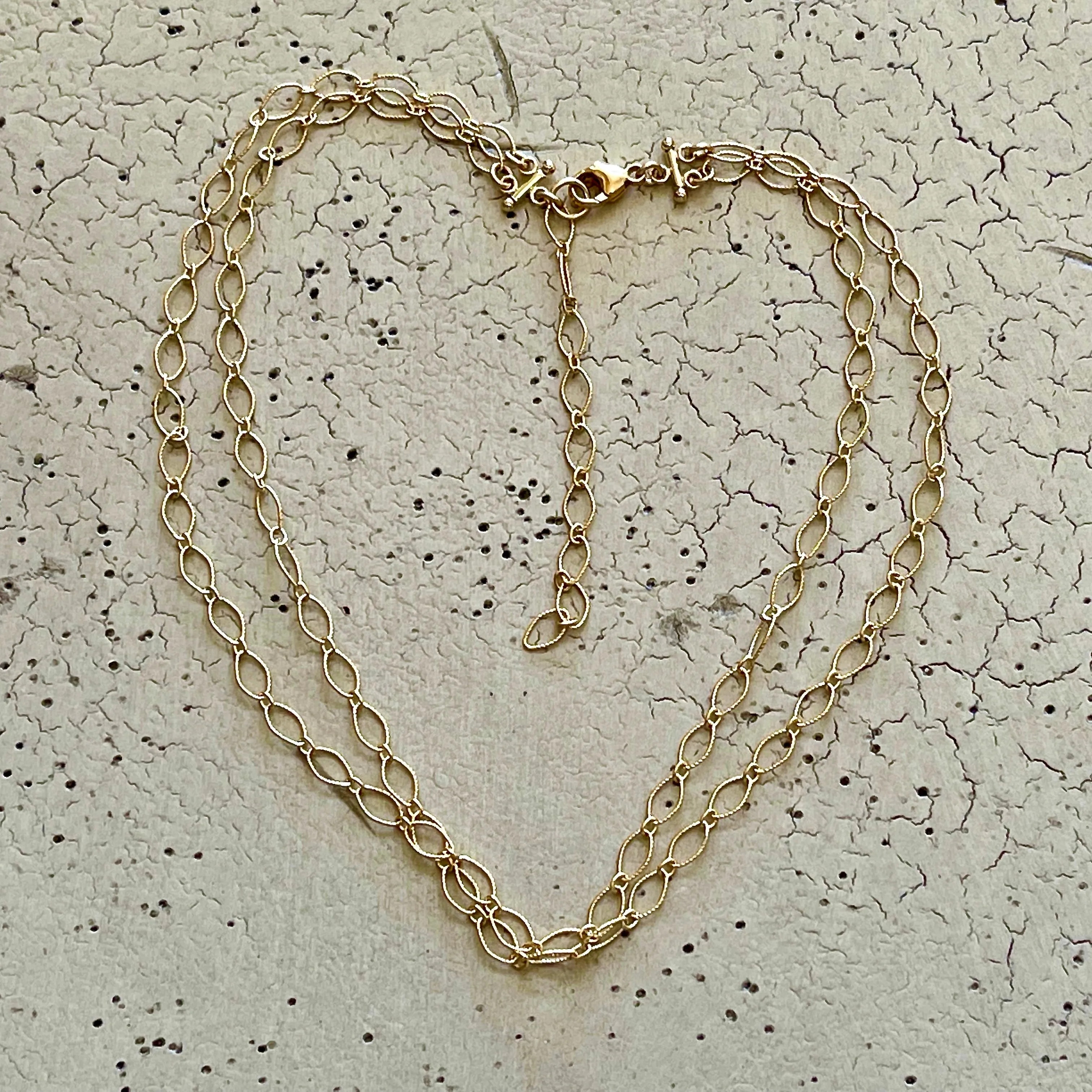 Sparkly Diamond-Cut 14K Gold Filled Marquise Link Adjustable Choker Necklace