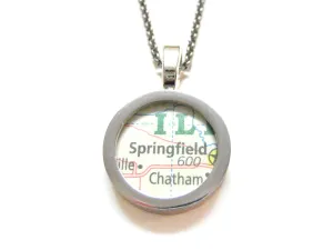 Springfield Illinois Map Pendant Necklace