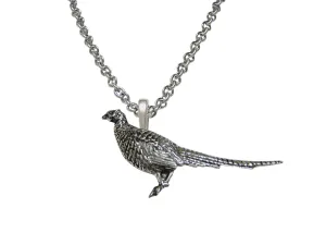 Standing Pheasant Bird Pendant Necklace