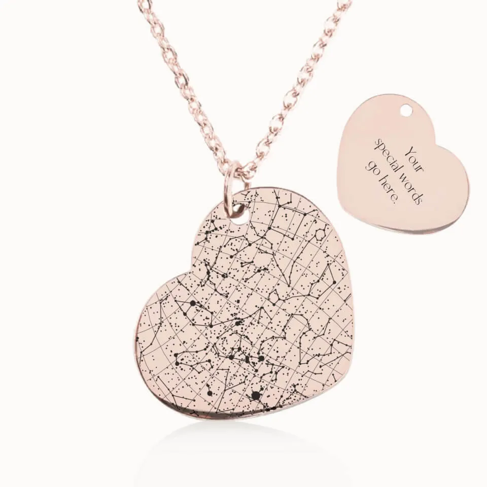 Star Map Heart Pendant on Fine Chain