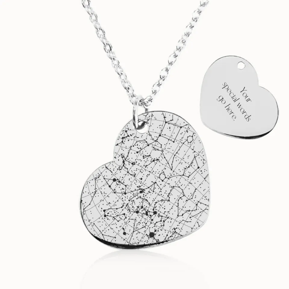 Star Map Heart Pendant on Fine Chain