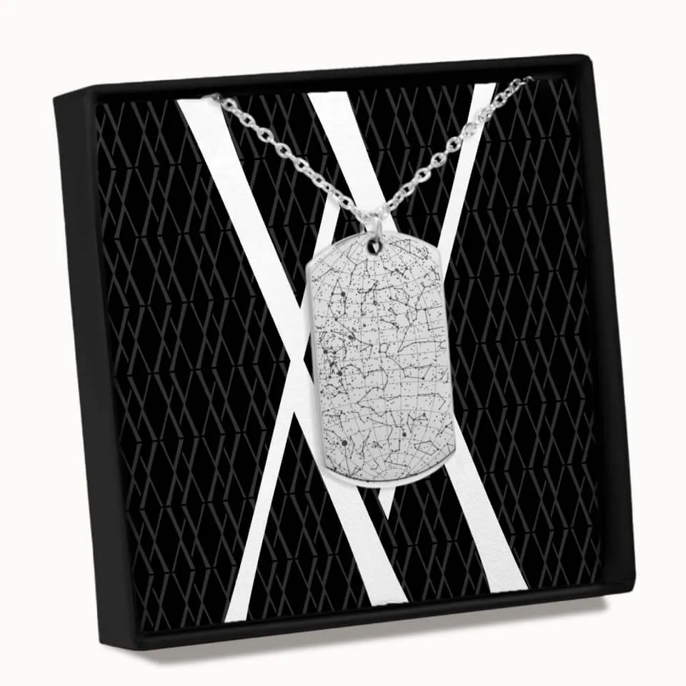 Star Map Tag Pendant on Fine Chain