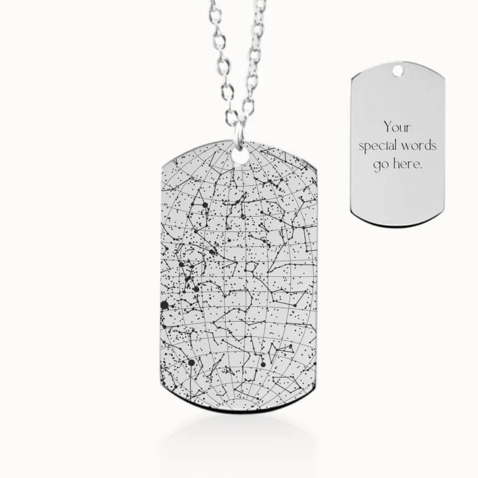Star Map Tag Pendant on Fine Chain