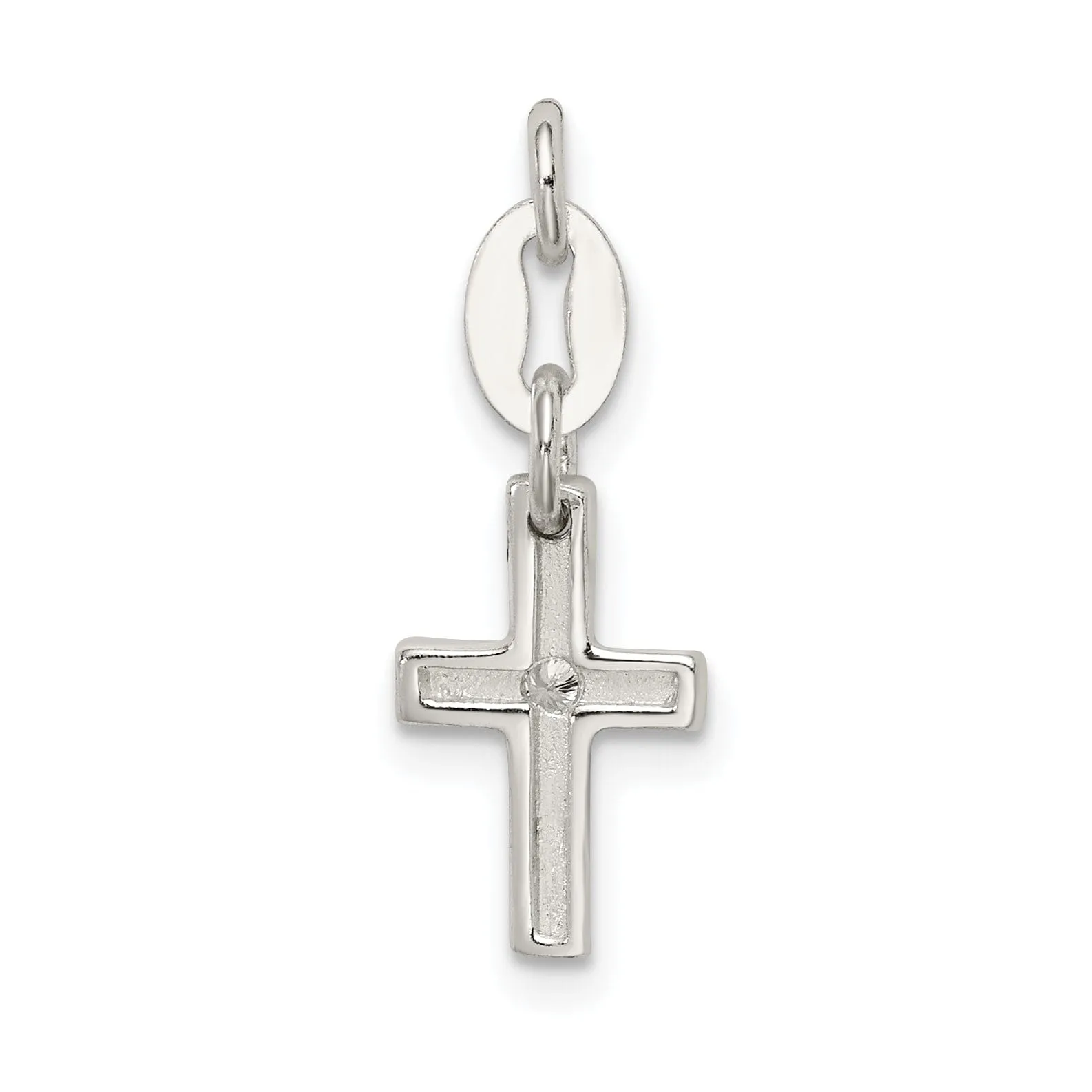 Sterling Silver and CZ Polished Cross Charm