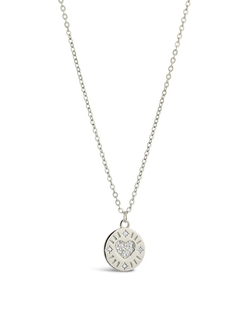 Sterling Silver CZ Heart Charm Pendant Necklace