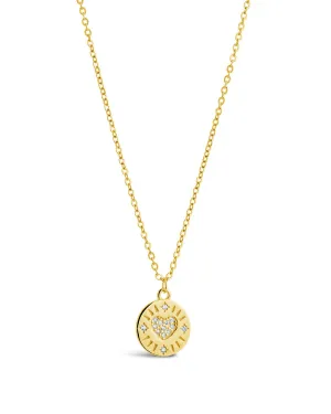 Sterling Silver CZ Heart Charm Pendant Necklace