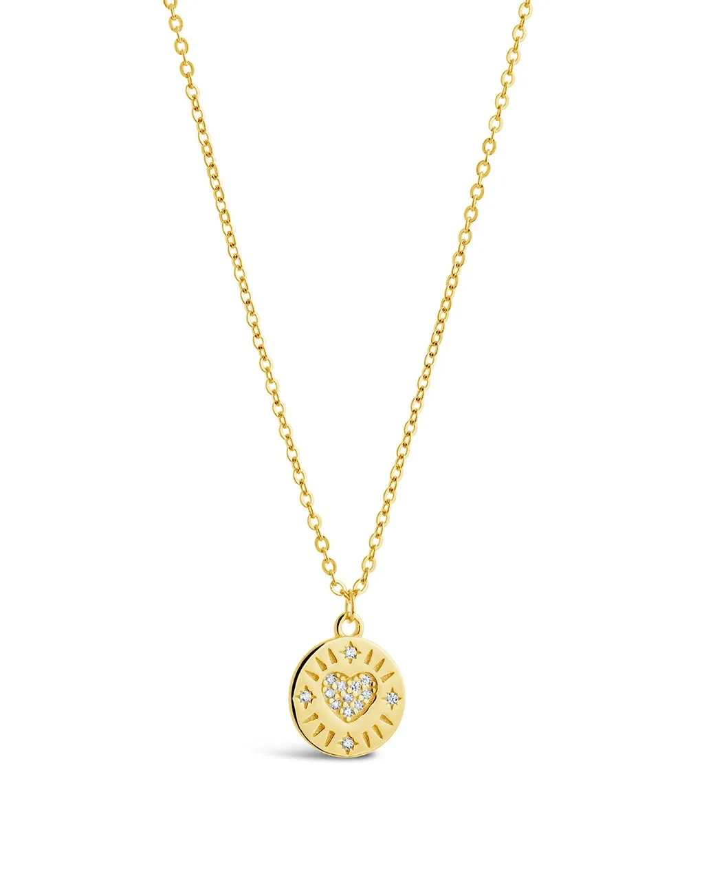Sterling Silver CZ Heart Charm Pendant Necklace