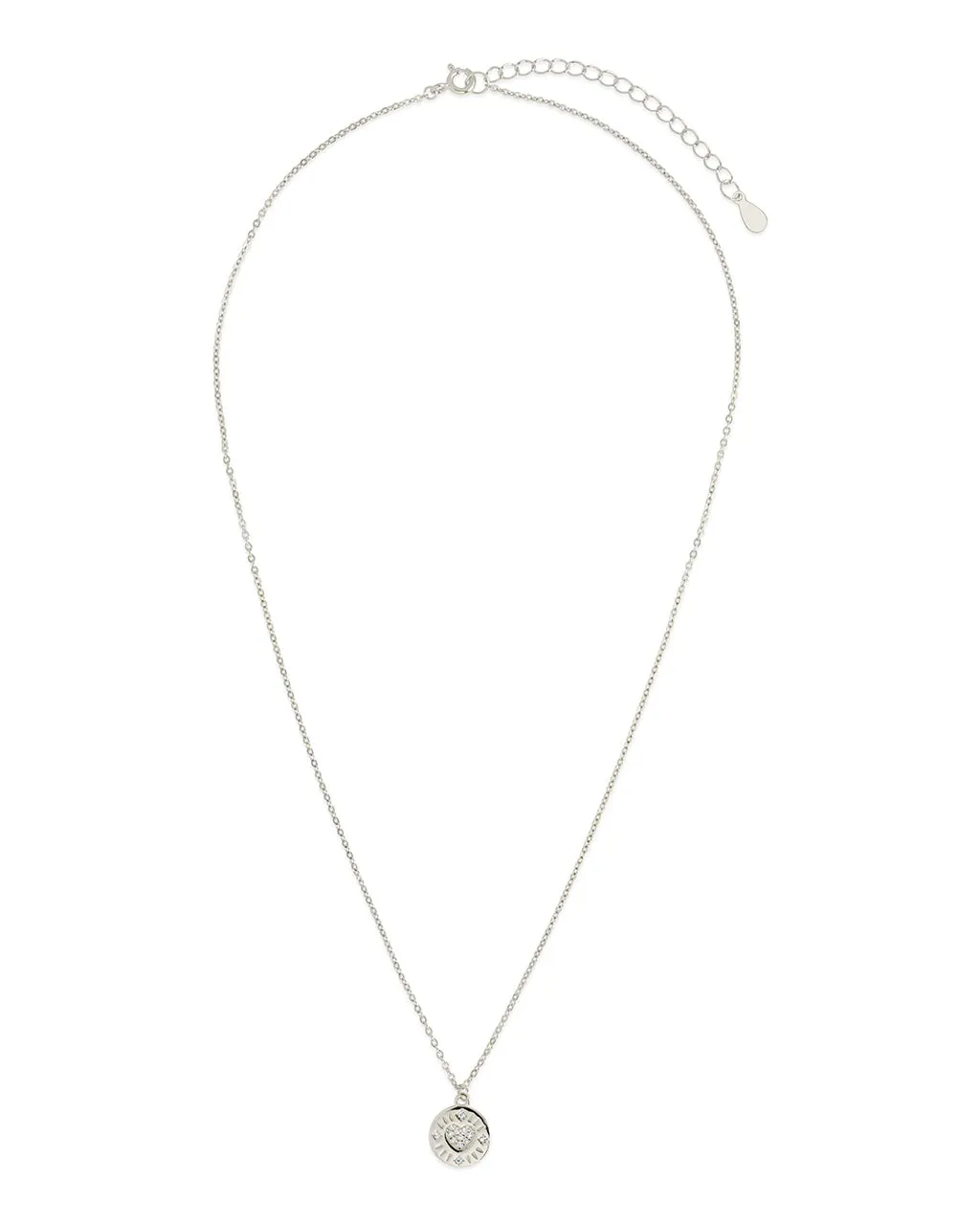 Sterling Silver CZ Heart Charm Pendant Necklace