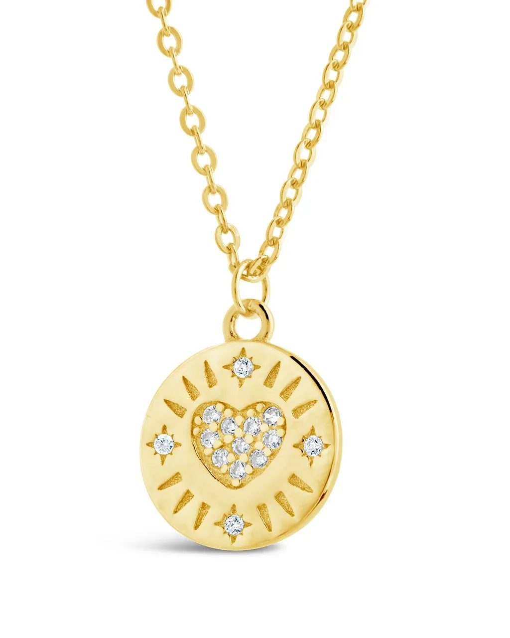 Sterling Silver CZ Heart Charm Pendant Necklace