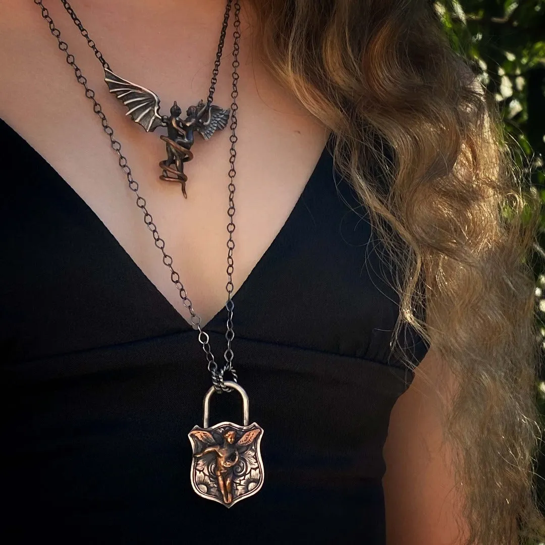 Sterling Silver Guardian Angel Unique Necklace