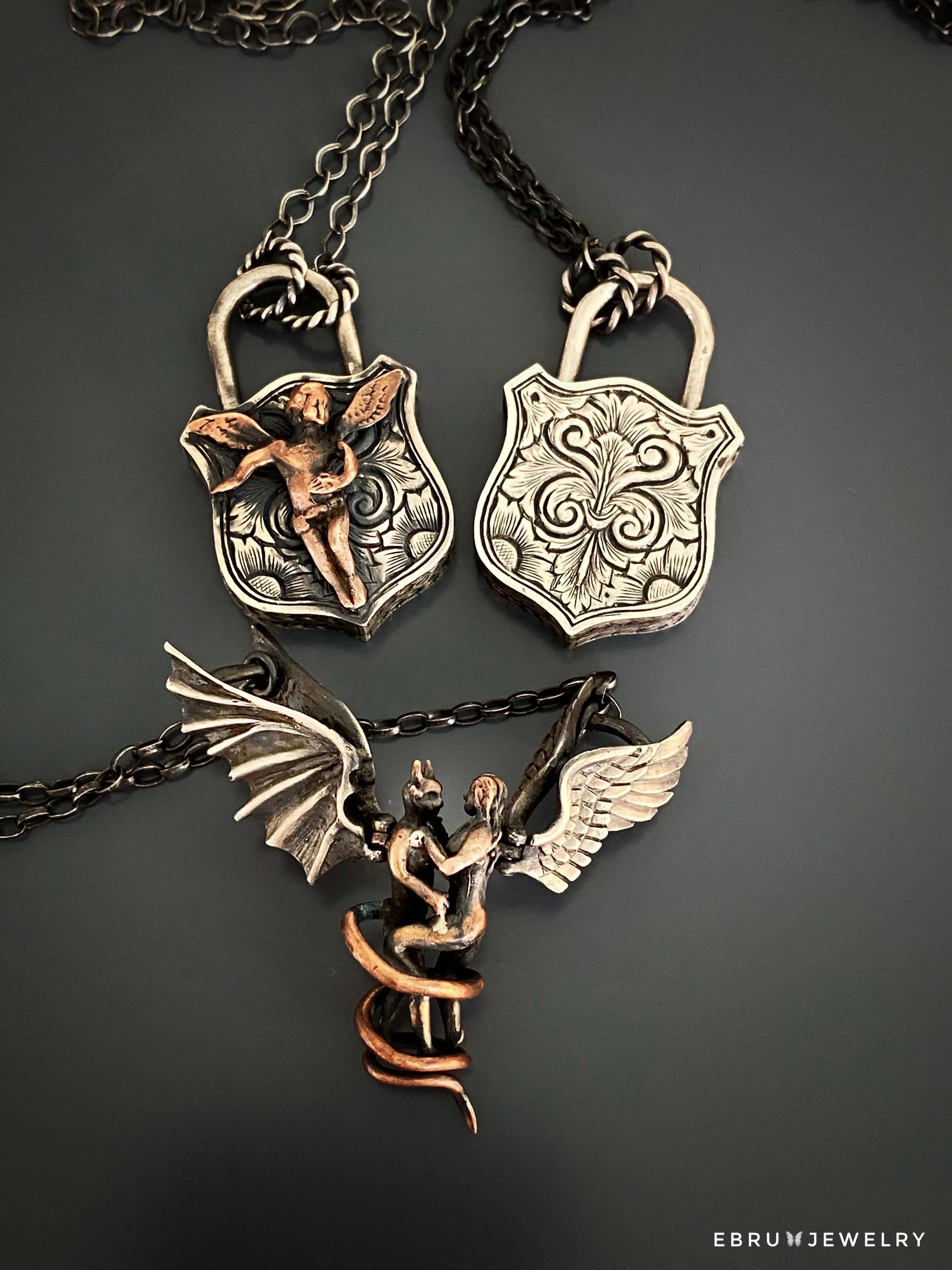 Sterling Silver Guardian Angel Unique Necklace