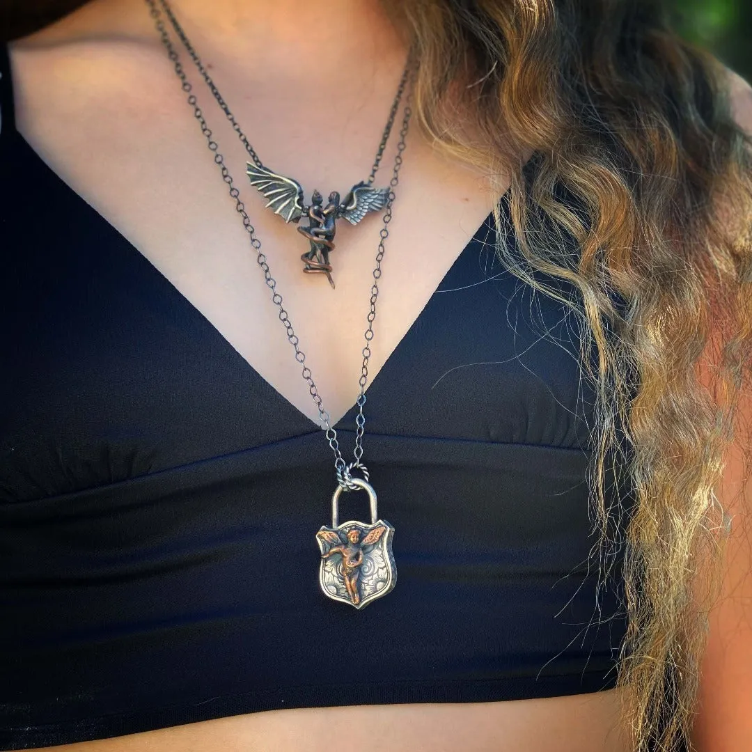 Sterling Silver Guardian Angel Unique Necklace