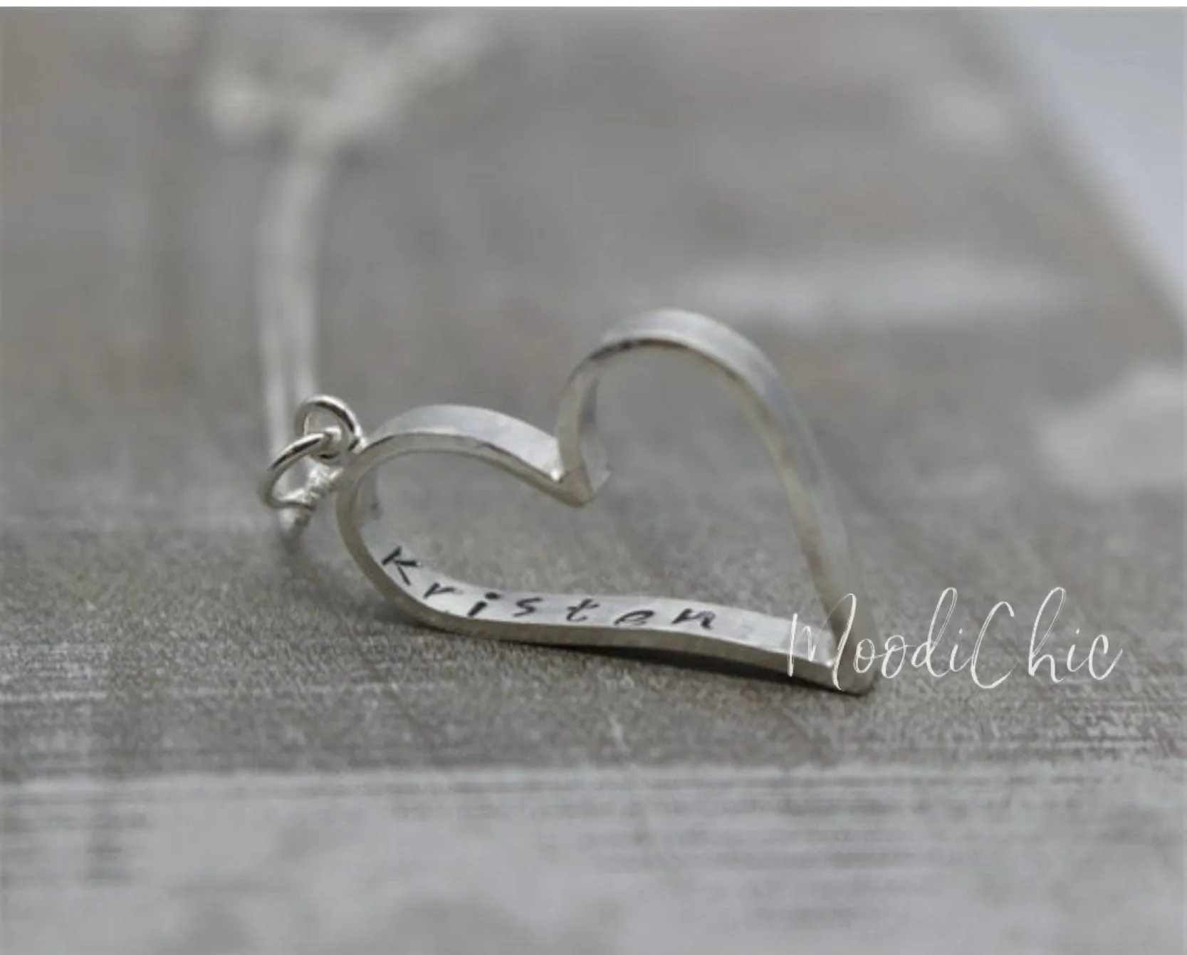 Sterling silver Stamped Sassy heart necklace