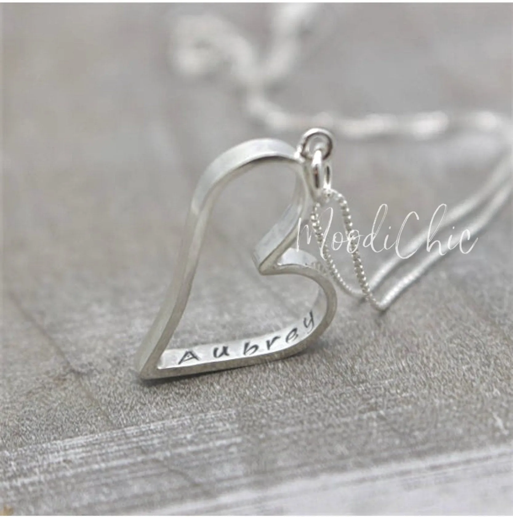 Sterling silver Stamped Sassy heart necklace