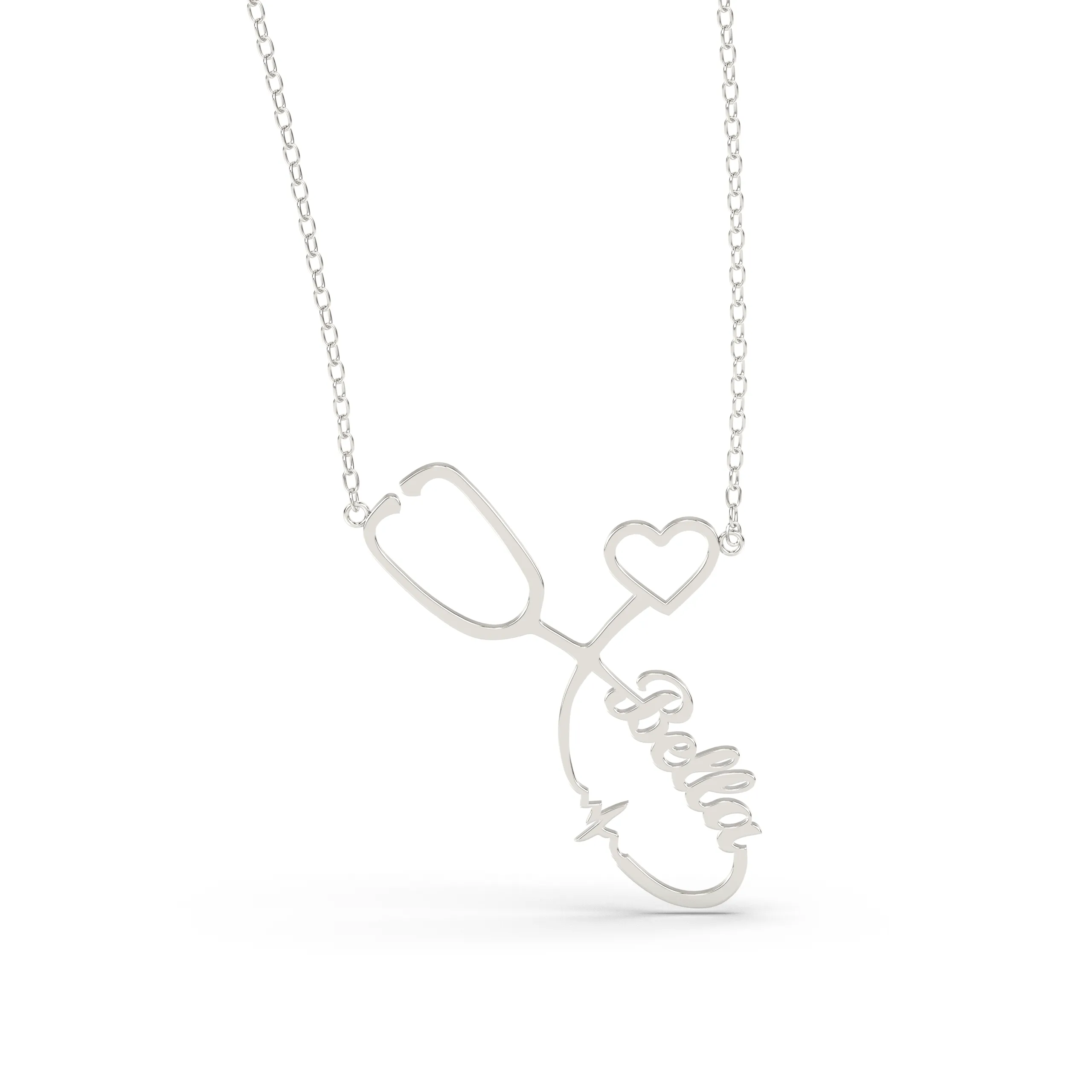 Stethoscope Name Necklace EKG