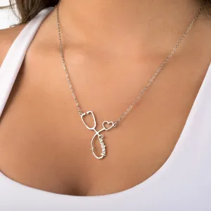 Stethoscope Name Necklace EKG