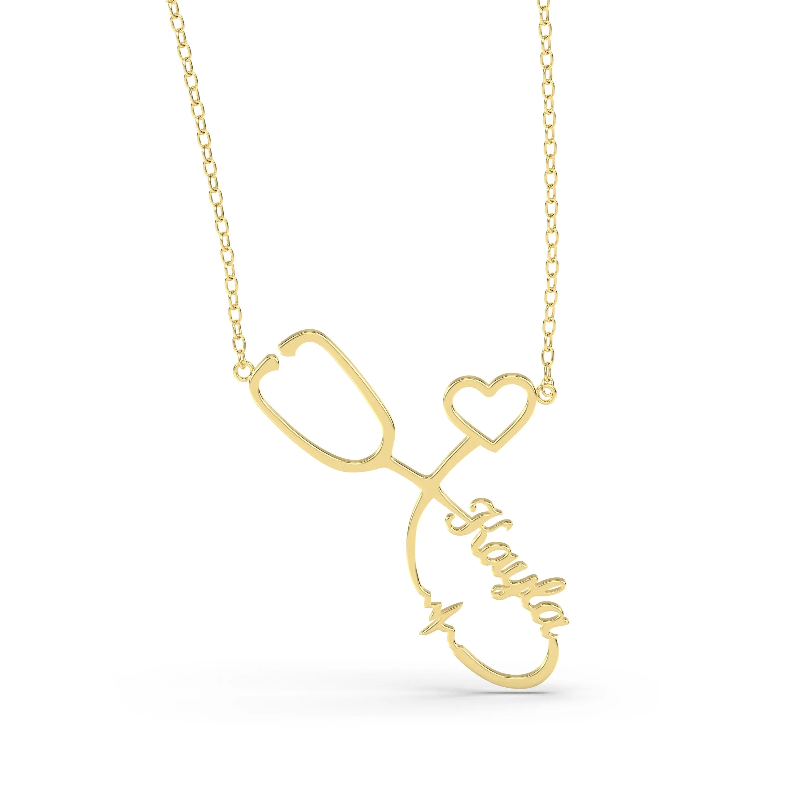 Stethoscope Name Necklace EKG