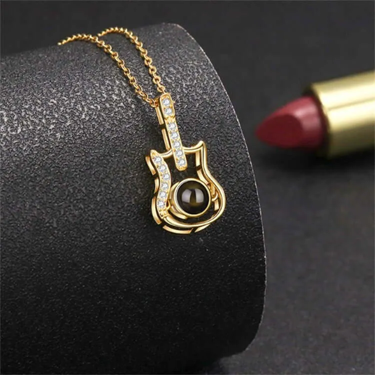 Street Punk Style Guitar Necklace with Picture Inside