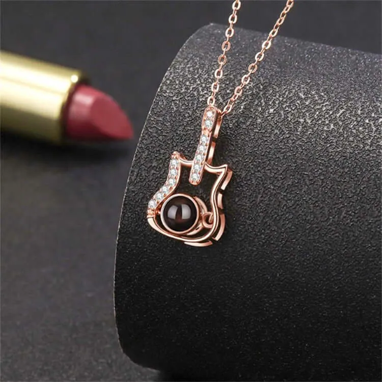Street Punk Style Guitar Necklace with Picture Inside