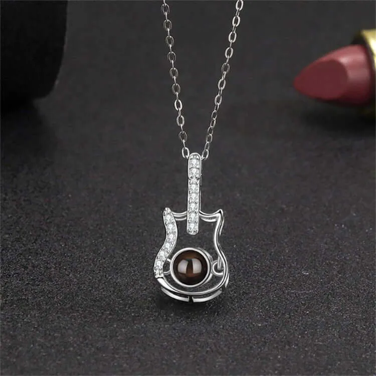 Street Punk Style Guitar Necklace with Picture Inside