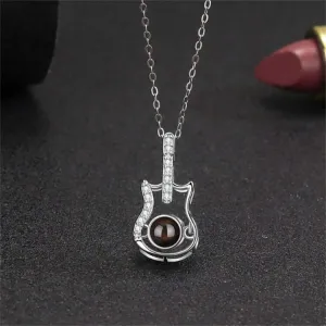 Street Punk Style Guitar Necklace with Picture Inside