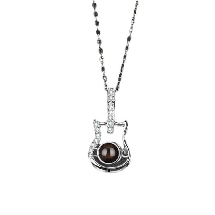 Street Punk Style Guitar Necklace with Picture Inside