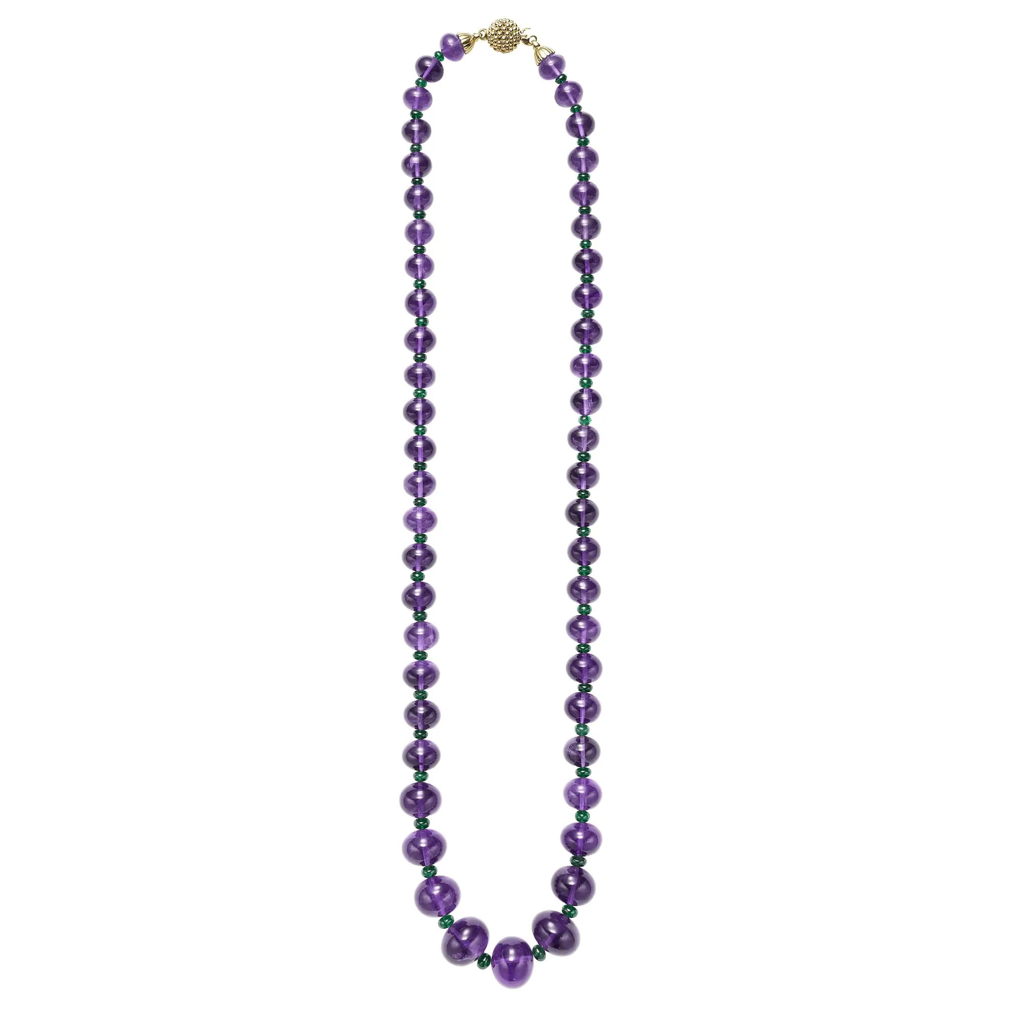 Studio 18K Gold and Amethyst Cabochon Statement Necklace