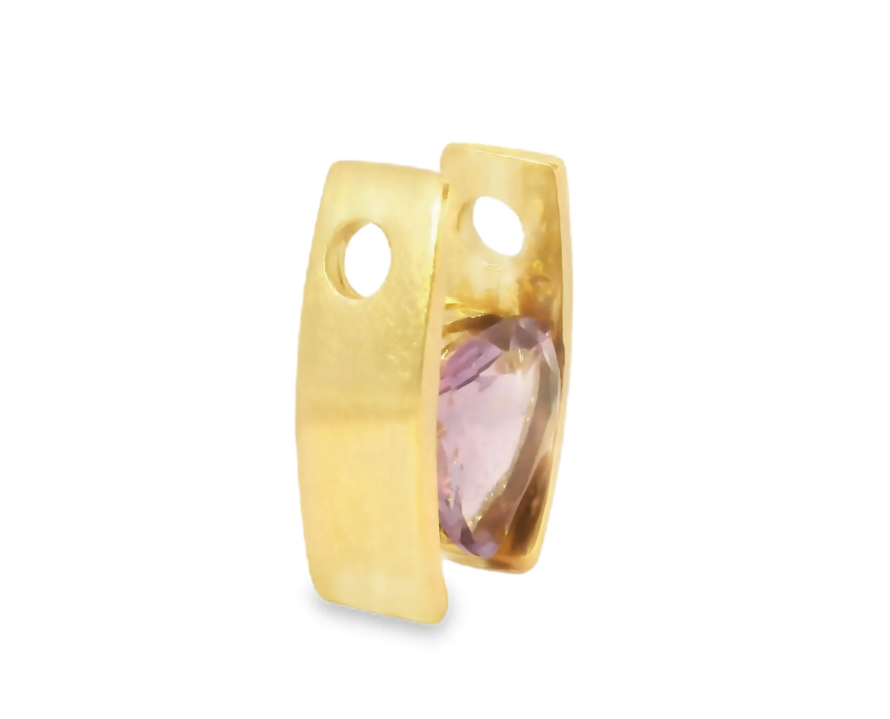 Stunning Estate 14K Yellow Gold Amethyst Heart Pendant Slide