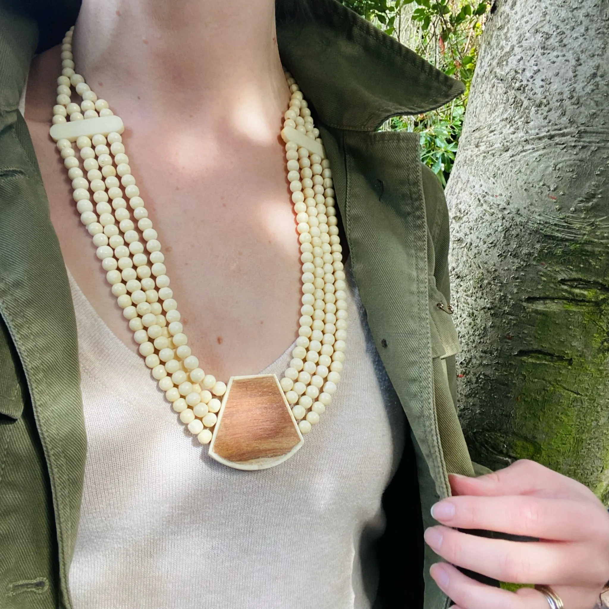Subtle & Sophisticated Carved Bone Bead Necklace