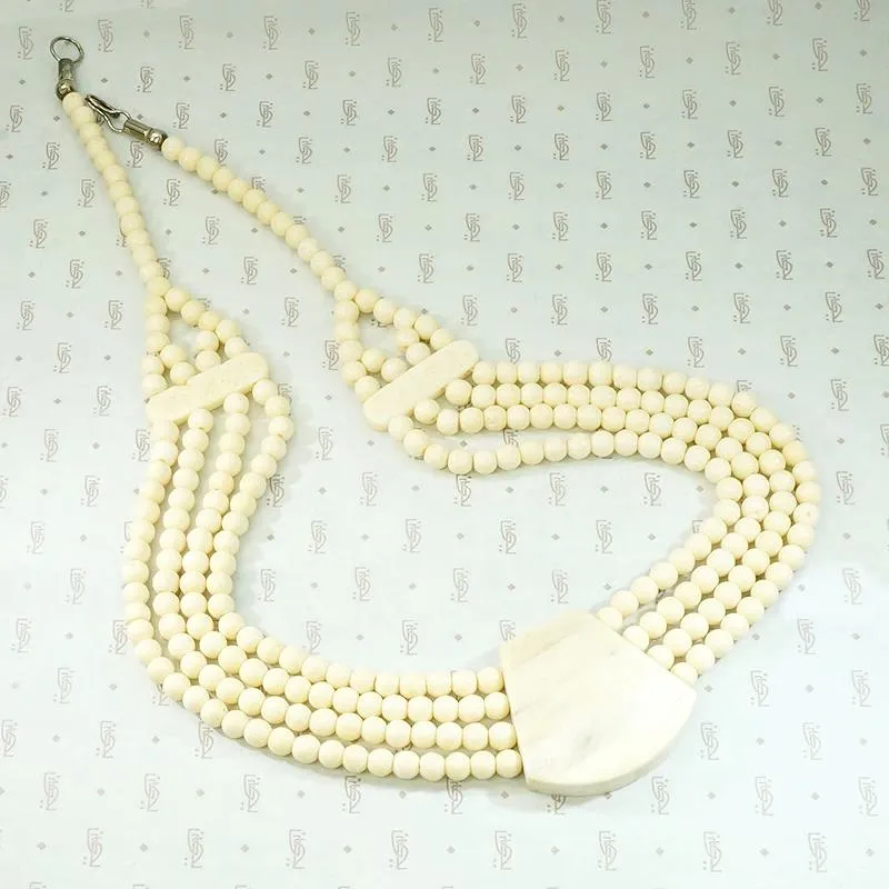 Subtle & Sophisticated Carved Bone Bead Necklace
