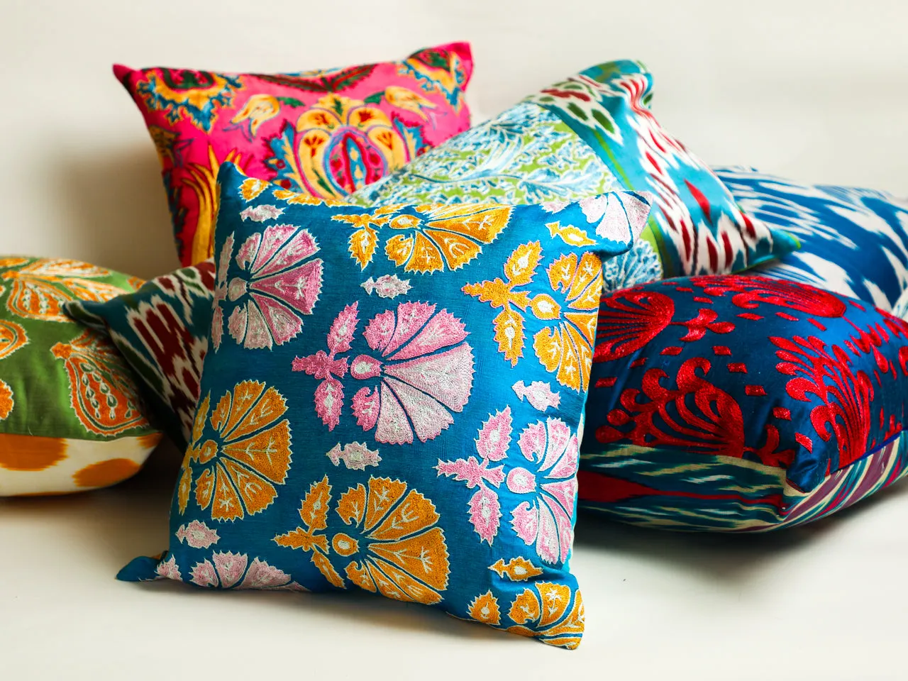 Suzani Majestic Americana Square Pillow Cover