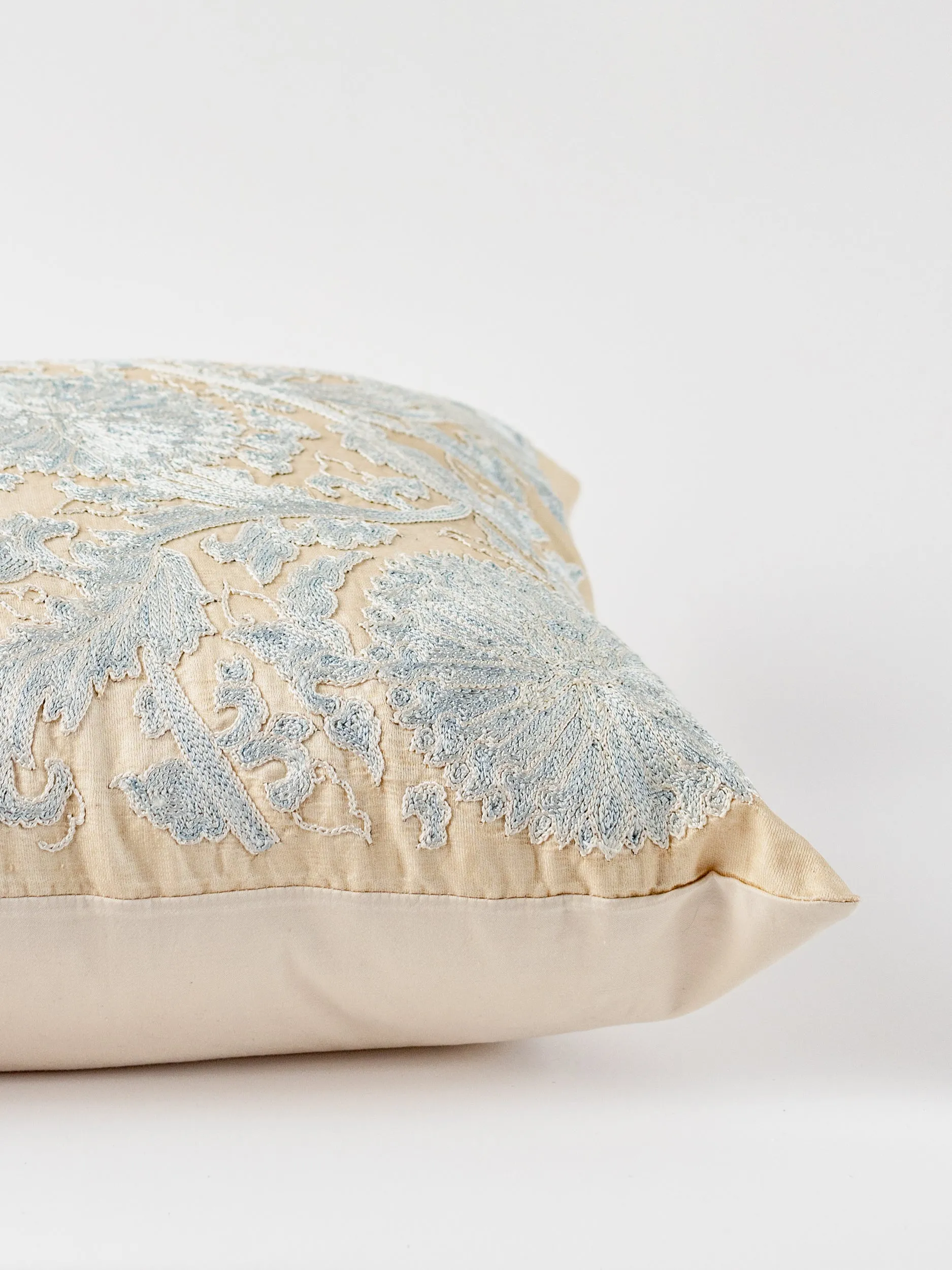 Suzani Tranquil Blue Square Pillow Cover