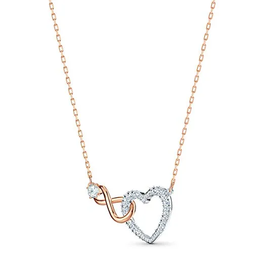 SWAROVSKI Women's Infinity Knot Mixed Metal Finish Necklace & Earrings Set, White Crystal
