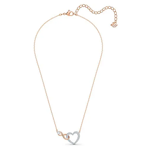 SWAROVSKI Women's Infinity Knot Mixed Metal Finish Necklace & Earrings Set, White Crystal