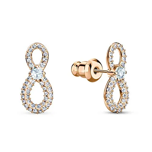 SWAROVSKI Women's Infinity Knot Mixed Metal Finish Necklace & Earrings Set, White Crystal