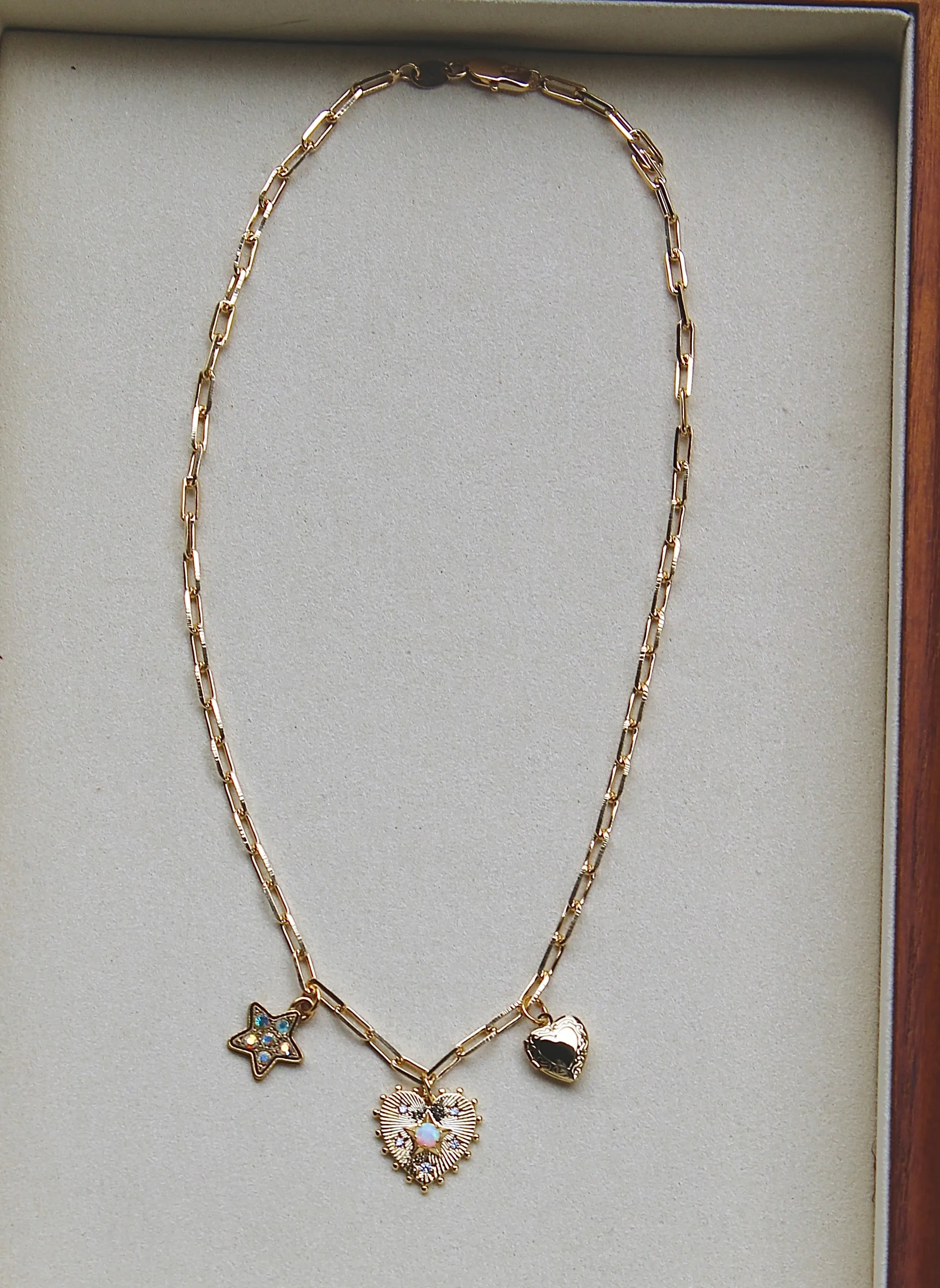 Sweetheart Opal Charm Necklace