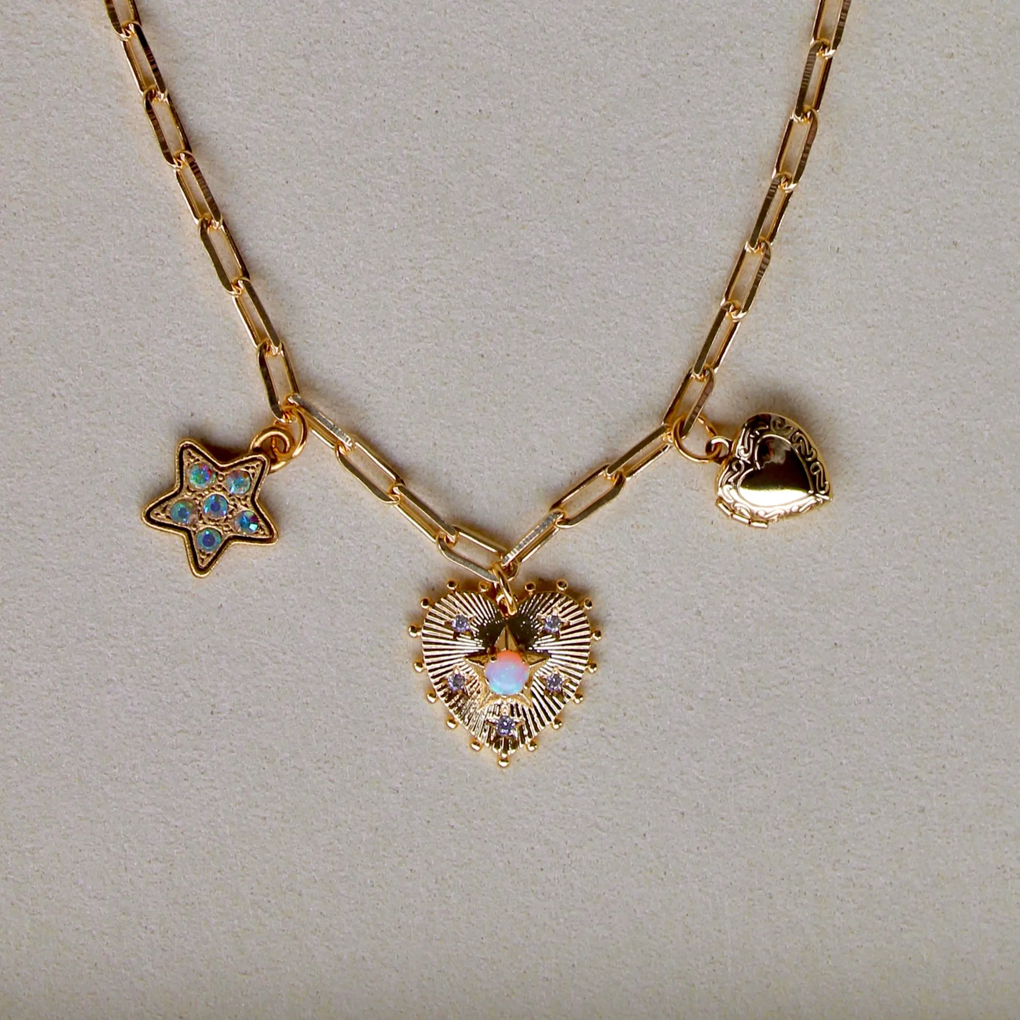 Sweetheart Opal Charm Necklace