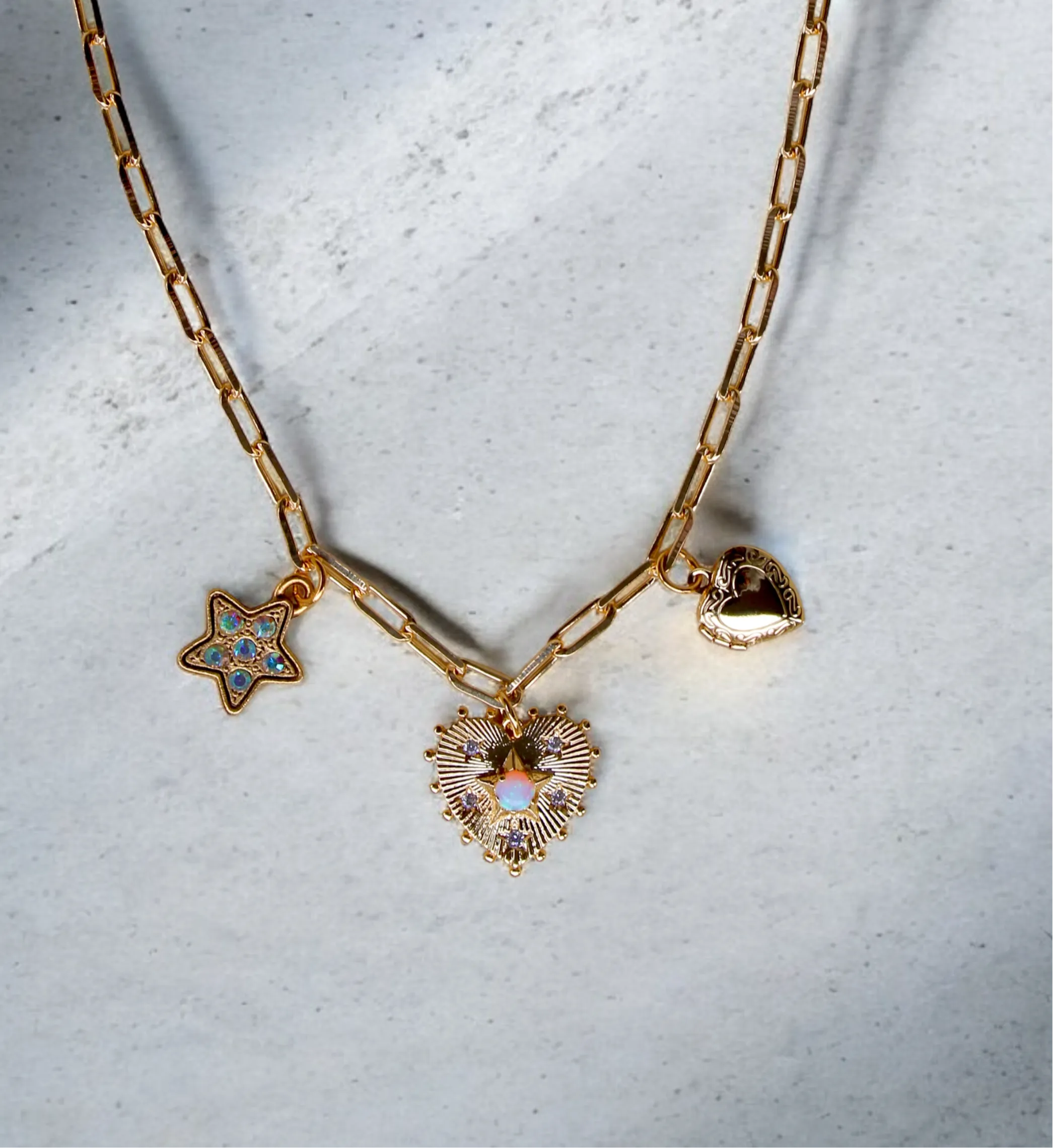 Sweetheart Opal Charm Necklace