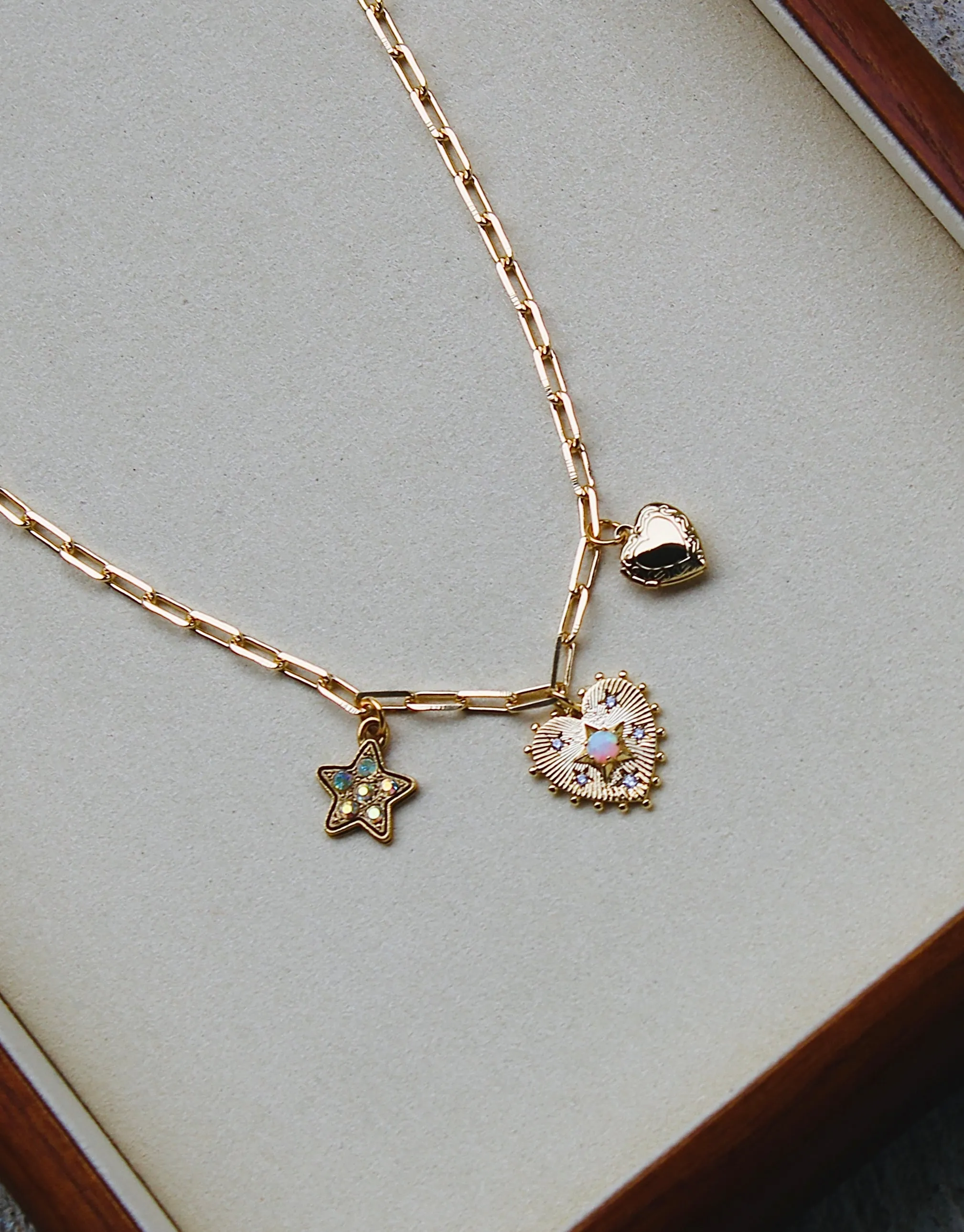 Sweetheart Opal Charm Necklace