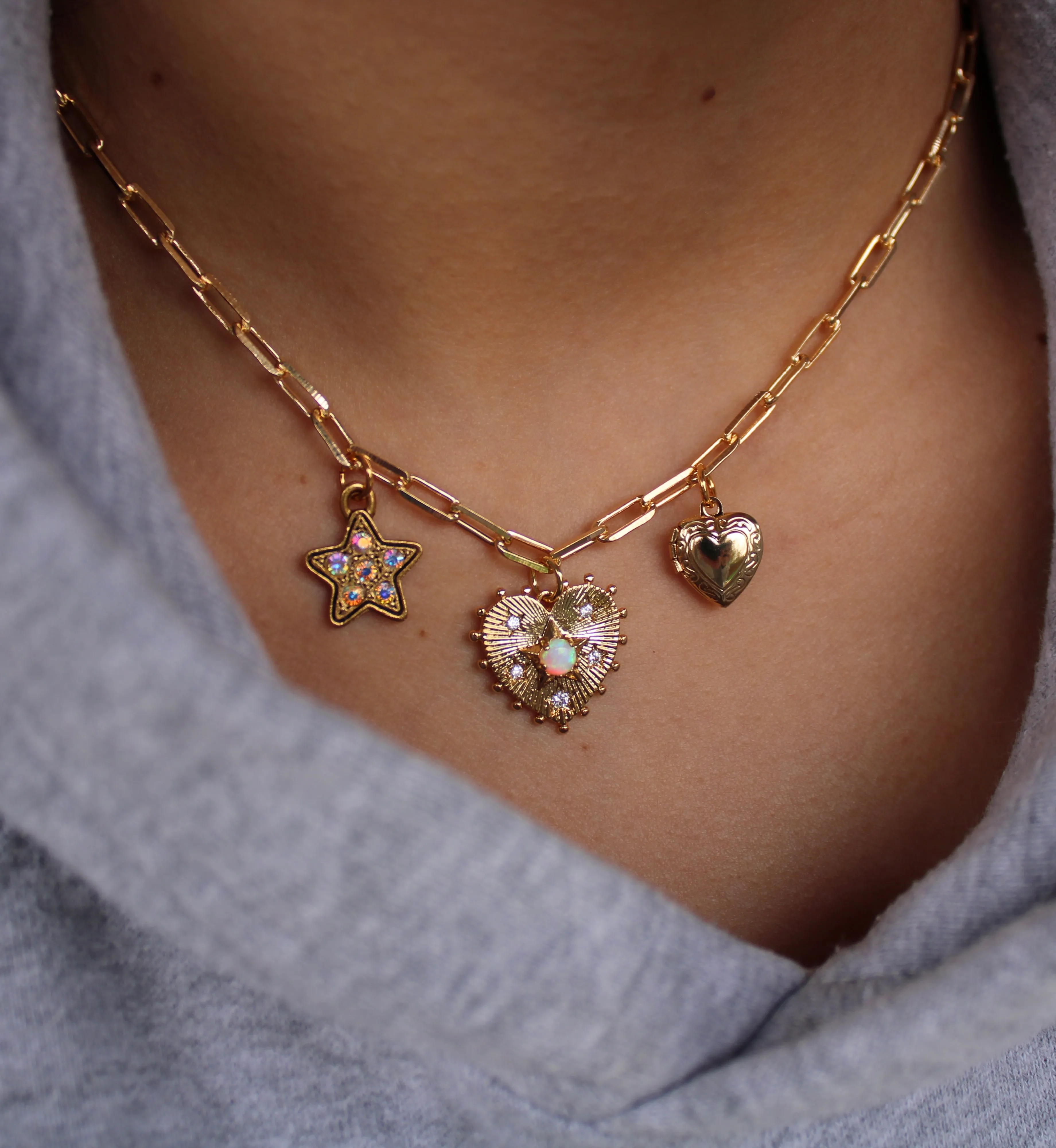Sweetheart Opal Charm Necklace