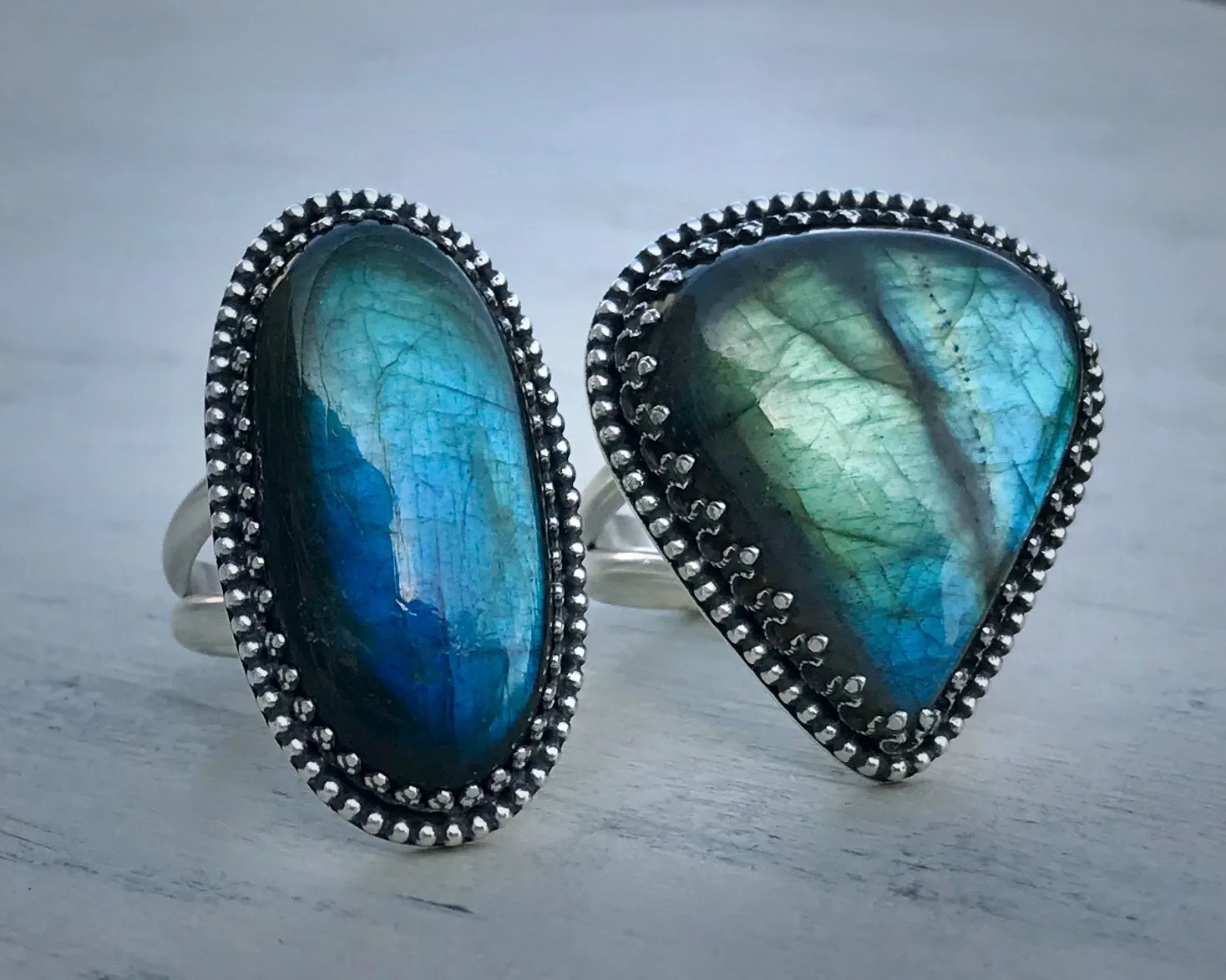 Teardrop Labradorite Ring