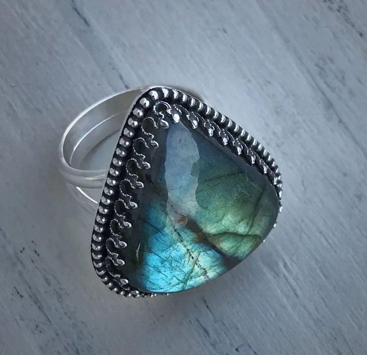 Teardrop Labradorite Ring