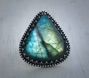 Teardrop Labradorite Ring